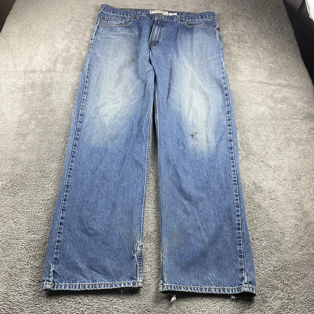 Levis 569 Loose Straight Jeans Mens 38x34 Blue Medium‎ Wash Mid Rise VTG